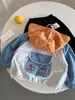 Casaco Infantil 2026 Outono Jaqueta Infantil Casaco Trench Coat Menino Cardigan Color Block Menina Top Versátil Estiloso