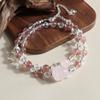 Pulseira de Cristal Natural Morango Cristal Círculo Duplo Cristal Rosa Raposa de Nove Caudas Esculpida Nicho Moda Fresca Original