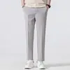 Pantalones de Raya para Hombre 2023 Verano Delgados de Nueve Puntos Pantalones de Traje Pequeños para Hombre Pierna Recta Holgada Verano Casual Traje Largo