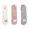 Meias de Veludo Coral para Mulheres Outono Inverno Plus Veludo Engrossadas Quentes Meia Veludo Meia de Cano Médio Gato Cartoon Patinha Meias de Chão para Dormir