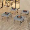 Soporte Plegable de Acero Inoxidable para Mesa para Venta Ambulante, Mesa de Comedor Gruesa Simple para Negocio de Barbacoa Comercial, Mesa Cuadrada Portátil