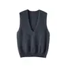 Suéter de cachemira cepillada, chaleco de punto de cuello redondo, capa base cálida, chaleco sin mangas, camiseta base versátil, chaleco suéter