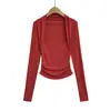 Ay729-25 Novo Estilo Outono Estilo Europeu e Americano Sexy Quente Blusa de Manga Longa Slim Plissada com Cintura Marcada