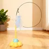 Palo Juguete para Gatos con Ventosa y Varilla Larga, Cable de Acero, Juguete para Gatos con Pluma, Autoentretenimiento, Alivio del Aburrimiento, Cascabel, Duradero, Resistente a Mordidas, Resistente a Arañazos para Gatos