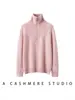 Suéter de cashmere com gola alta, suéter de tricô grosso, nova temporada outono e inverno, corte solto, zíper parcial, blusa de fio feminina