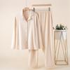 Pijama de Pareja para Otoño e Invierno, Engrosado con Terciopelo Alemán, Bordado de Color Sólido, Adecuado para Hombres y Mujeres, Se Puede Usar Afuera, Cálido, Suave, Cómodo Conjunto de Ropa de Casa