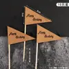 Decoración para hornear pasteles Tira cuadrada de papel Kraft Bandera de esquina cuadrada Marco de bendición Tarjeta para pastel Enchufe para mesa de postres Adorno