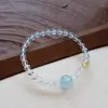 Pulseira de Água-Marinha Natural para Mulheres, Design de Nicho Ins de Alta Qualidade, Joia Versátil de Cristal com Contas para Atacado Exquisita