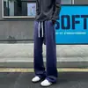 Pantalones deportivos de color avena, holgados, casuales, con caída, de retazos, pierna recta, corte relajado, marca de moda, pantalones largos para hombre, estilo americano, microcampana, grises