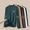 Camiseta base térmica de doble cara para hombre para otoño e invierno con cuello alto tipo tortuga, camiseta de manga larga con forro polar, camiseta interior de cuello medio
