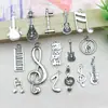 Accesorios para Joyería DIY Notas Musicales Guitarra Colgante de Aleación Vintage Antiguo Plata Llavero Pendientes Collar Dijes Pequeños