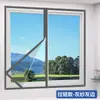Porta de Tela Anti-Mosquito com Zíper em U de Abertura Externa, Porta de Tela de Cozinha Autoadesiva com Fita Mágica Sem Furos, Cortina de Tela de Porta Anti-Mosquito Doméstica