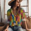 Nueva camisa de mujer con estampado digital 3D de muchos gatos, camisa de moda linda de anime para mujer