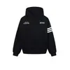 Sudadera con capucha bordada de corte holgado para pareja, estilo streetwear americano casual de manga larga con tres rayas, disponible en negro y gris