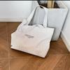 2024 Nuevo Casual Raya Simple Gran Capacidad Commuter Bolsa de Lona Versátil Fresca Hombro Mano Tote