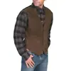Chaleco de Cuero para Hombre Cuello en V Un Botón Estilo Western Sin Mangas Chaleco para Hombre Jinete de Motocicleta Chaqueta de Cuero Estilo Club