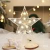 Navidad Nueva estrella luminosa para la punta del árbol Suministros de decoración para el árbol de Navidad transfronterizos para Navidad estrella transparente de cinco puntas con luz