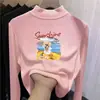 Camiseta Interior Térmica de Doble Cara con Cuello Medio Alto de Manga Larga, Gruesa, para Niñas Mayores, Cálida, Moderna, Otoño e Invierno