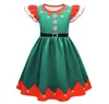 Vestido de Navidad de Manga Voladora para Niños de Venta Caliente Transfronteriza Vestido de Princesa con Estampado Digital 3D de Copo de Nieve Papá Noel para Mujer