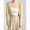 Chaqueta Corta de Punto Tencel para Mujer, Ropa de Abrigo de Verano, Cárdigan Protector Solar para Aire Acondicionado, Chal, Blusa, Capa Pequeña, Ropa de Abrigo Blanca