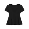 Top Corto de Manga Corta Ligeramente Transparente Estilo Deseo Puro para Mujer Verano Nuevo Llegada Estilo Perezoso Cuello en V Bolsillo Cintura Ajustada Camiseta Adelgazante
