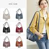 Bolsa Fashion para Mãe de Meia-Idade Bolsa Transversal de Couro Macio Casual para Mulheres Bolsa de Ombro com Design de Nicho Bolsa Transversal Vintage Cravejada de Diamantes