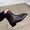 Versão em couro ~ Novas botas Chelsea de tornozelo estilo vintage, bico quadrado, zíper lateral para mulheres, salto grosso versátil, botas elegantes de corte justo