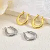 Brincos Europeus e Americanos Transfronteiriços de Aço Inoxidável, Versáteis e Elegantes para o Dia a Dia, Cor Dourada 18K, Brincos Femininos Estilo Ins, Formato Oval Moderno
