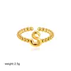 Europa y Estados Unidos transfronterizo anillo de oro de 18 quilates 26 letras inglesas anillo de apertura ajustable con cuentas de burbuja suministro de comercio exterior