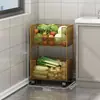 Estante de Almacenamiento para Cocina de Pie Multifuncional Gran Capacidad Estante de Almacenamiento para Frutas y Verduras Multicapa Móvil Carrito Pequeño Cesta para Verduras