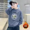 Moletom Infantil Primavera e Outono 2024 Versão Coreana Novo Conjunto de Outono Infantil Top de Fleece para Crianças Maiores Pulôver Street