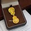 Collar de Calabaza de Loto Tradicional Dorado para la Buena Suerte para Mujer, Lujo Ligero Nicho Nuevo Estilo Chino, Collar de Suéter de la Fortuna Abrible