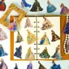 30 Piezas de Vestido de Noche Calcomanías de Belleza Estampadas en Oro Materiales para Diario Transfronterizos Pegatinas Decorativas Vintage de Graffiti