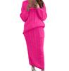 Outono e Inverno Novas Roupas Femininas Moda Europeia e Americana Amazon Conjunto de Suéter Gola Redonda Torcido Solto Flor de Agulha Saia de Quadril