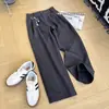 Pantalones de Vestir Rayados Estilo Old Money Negro para Hombre, Nuevos de Otoño de Gama Alta con Pierna Recta Curva y Diseño Holgado de Pierna Ancha con Caída