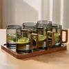 Juego de Vasos de Vidrio Hogar Sala de Estar Resistente a Altas Temperaturas Taza de Té Taza de Agua Gran Capacidad Oficina Recepción de Invitados Vaso Transparente para Beber