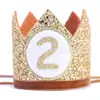Sombrero de Fiesta Digital con Purpurina Dorada Accesorios para Fotos de Cumpleaños Infantil Tocado para Bebé Sombrero Estilo Ins Corona