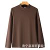 Camiseta de manga larga de cuello semialto de terciopelo de doble cara para hombre, camisa de fondo cálida para hombre, ropa interior gruesa con forro polar de otoño e invierno, moda de otoño