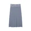 Moda Femenina Nueva Primavera/Verano 2026 Versátil Elástico Cintura Media Encaje Patchwork Falda Midi Color Sólido Estilo Simple