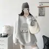 Sudadera blanca gris de cuello redondo para mujer de otoño, nuevo top moderno y elegante 2026, forro polar y engrosada, manga larga, prenda exterior