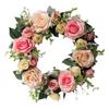 Rosa flor artificial guirlanda pendurada decoração decoração da porta guirlanda em forma de coração lintel flor de casamento nova casa quarto porta decoração guirlanda