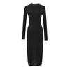 Vestido Ajustado Elástico de Lana Tencel Estilo Europeo y Americano Kardashian Falda Larga de Manga Larga para Mujer Otoño Falda de Cadera con Abertura Trasera
