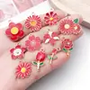 20 Piezas de Rosas Rojas Brillantes con Goteo de Aceite, Accesorios para Joyería DIY, Pulsera, Collar, Colgante, Llavero, Kit de Materiales para Colgantes Pequeños