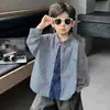 Camisa de Rayas y Retazos con Cuello Falso para Niños, Estilo Coreano, Ropa Versátil Elegante para Niños Pequeños y Medianos, Camisa de Comercio Exterior