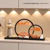 Adorno de resina de pintura de arena de doble flujo giratorio de piedra de lujo de alta gama, decoración motivacional para escritorio de oficina, regalo para otros