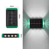 Luz de pared solar lámpara de patio exterior luz exterior con sensor inteligente controlada por luz luz de ambiente nocturna luz lavaparedes para jardín villa