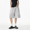 Deportes Americanos Pantalones Cortos Negros para Hombre Verano 2025 Nuevos Pesados Anchos Casuales Pantalones de Cinco Puntos Sueltos Pantalones de Seis Puntos