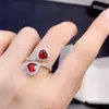 Anillo de Granate Rojo Natural Plata 925 Incrustado de Precisión con Granate Puro Piedra para Mujer, Piedra Principal 6*6mm