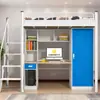 Cama de Hierro Forjado, Escritorio y Armario Combinados Yifanmei para Residencias Universitarias, Dormitorios de Estudiantes y Personal, con Escaleras Seguras para Entrar y Salir