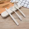 Juego de Cubiertos de Paja de Trigo Portátil de Tres Piezas Vajilla Set de Regalo Logo Personalizable Estilo Nórdico Ecológico